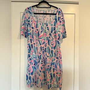 Lilly Pulitzer Gavyn dress, skim blue reel nauti, size large.